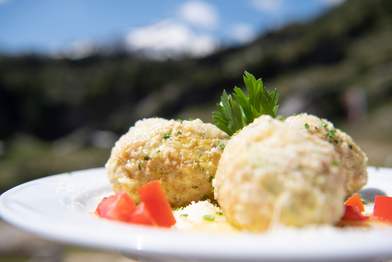 Zufallhütte Martelltal Stärken am Mittag mit Knödel